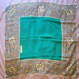 Tiffany & Co. Teal and Floral Silk Scarf